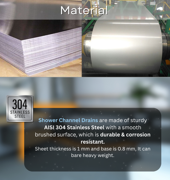 InBath Elite Wave Shower Drain Channel with Collar (SS 304) InBath Elite Wave Shower Drain Channel with Collar (SS 304)