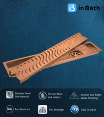 Rose Gold (PVD) Wave Shower Drain Channel (SS304 Grade) Rose Gold (PVD) Wave Shower Drain Channel (SS304 Grade)