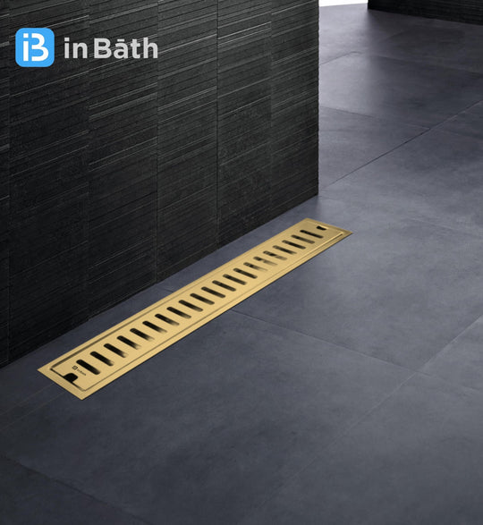 Gold (PVD) Classic Shower Drain Channel (SS304 Grade) Gold (PVD) Classic Shower Drain Channel (SS304 Grade)