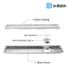 Black Wave Shower Drain Channel Side Hole (SS 304 Grade) Black Wave Shower Drain Channel Side Hole (SS 304 Grade)