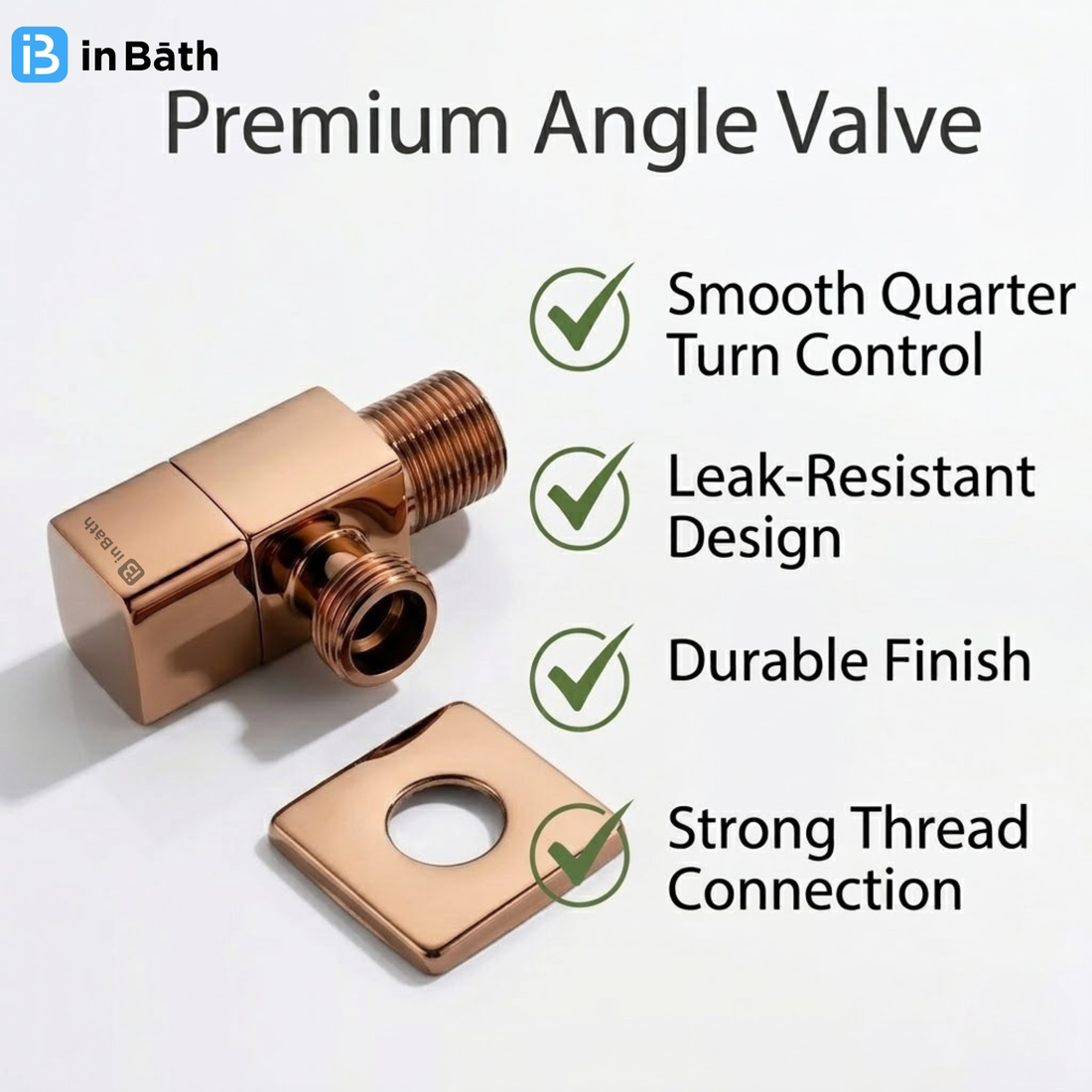 Square Angle Valve For Bathroom & Kitchen (Rose Gold)