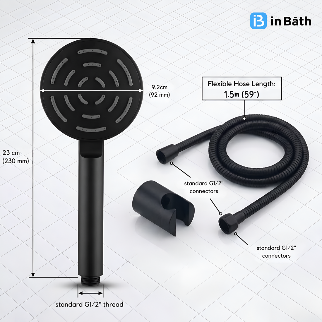 Black Mazzey Round Hand Shower For Bathroom