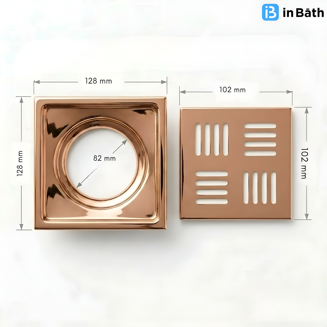 Arena Rose Gold Square Floor Drain (SS 304 Grade)