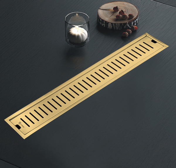 Gold (PVD) Classic Shower Drain Channel (SS304 Grade)