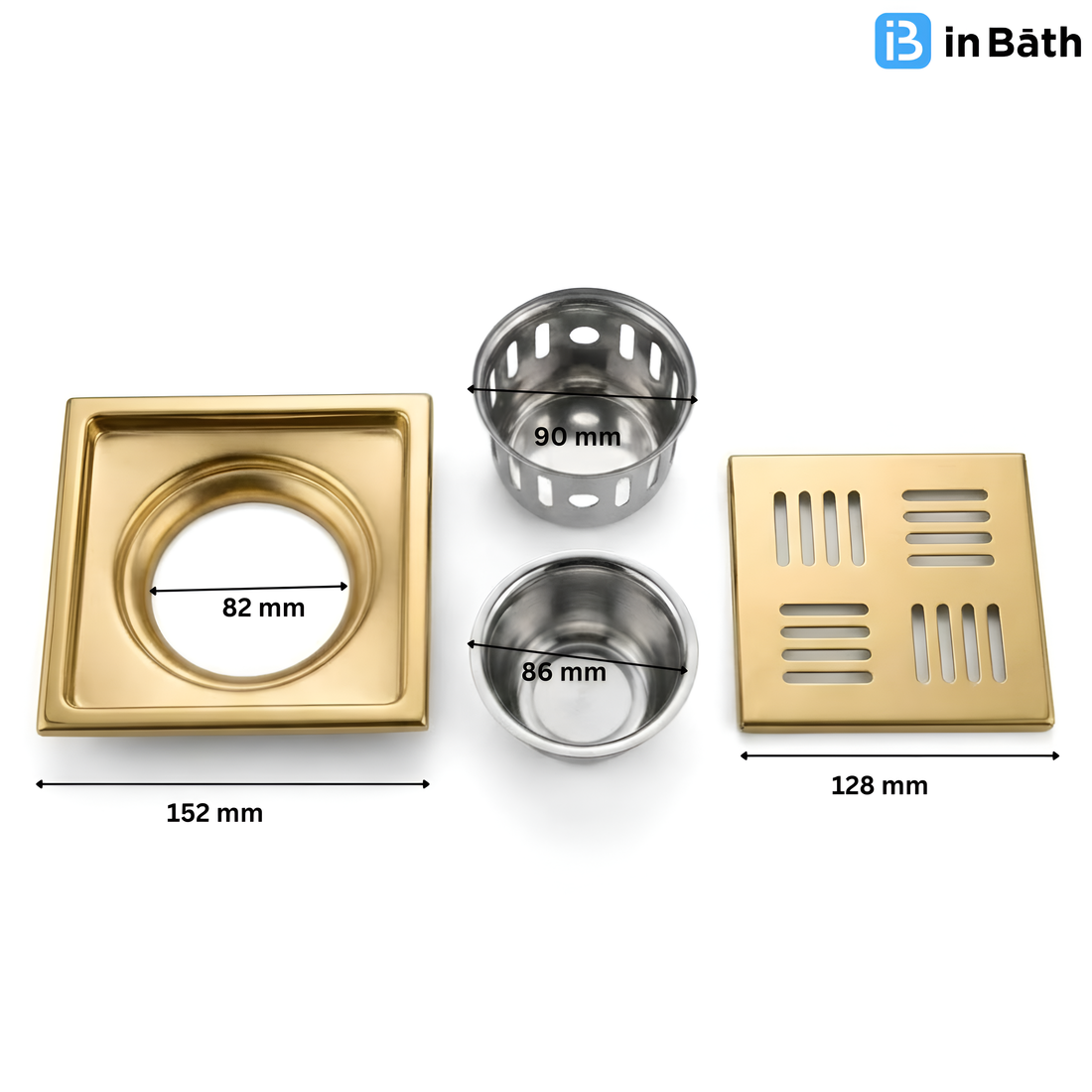 Arena Gold Square Floor Drain (SS 304 Grade)