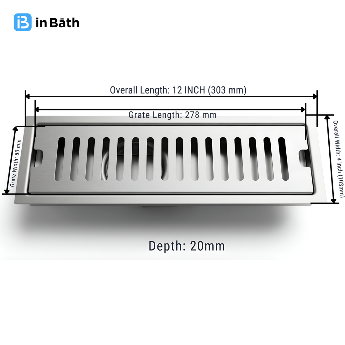Elite Classic Shower Drain Channel with Collar (SS 304)