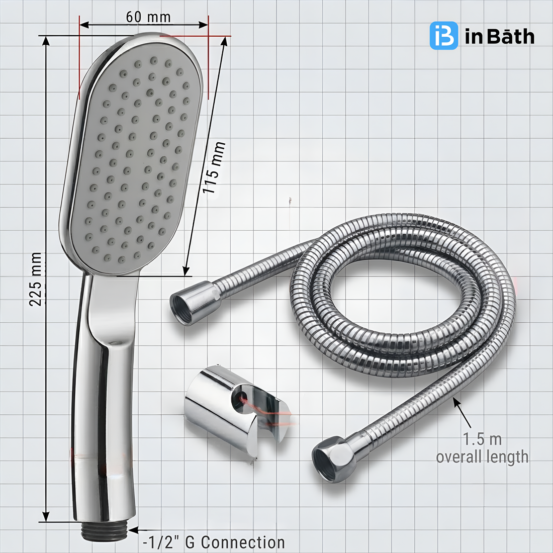 New Polo Hand Shower With SS Flexible Pipe & Hook