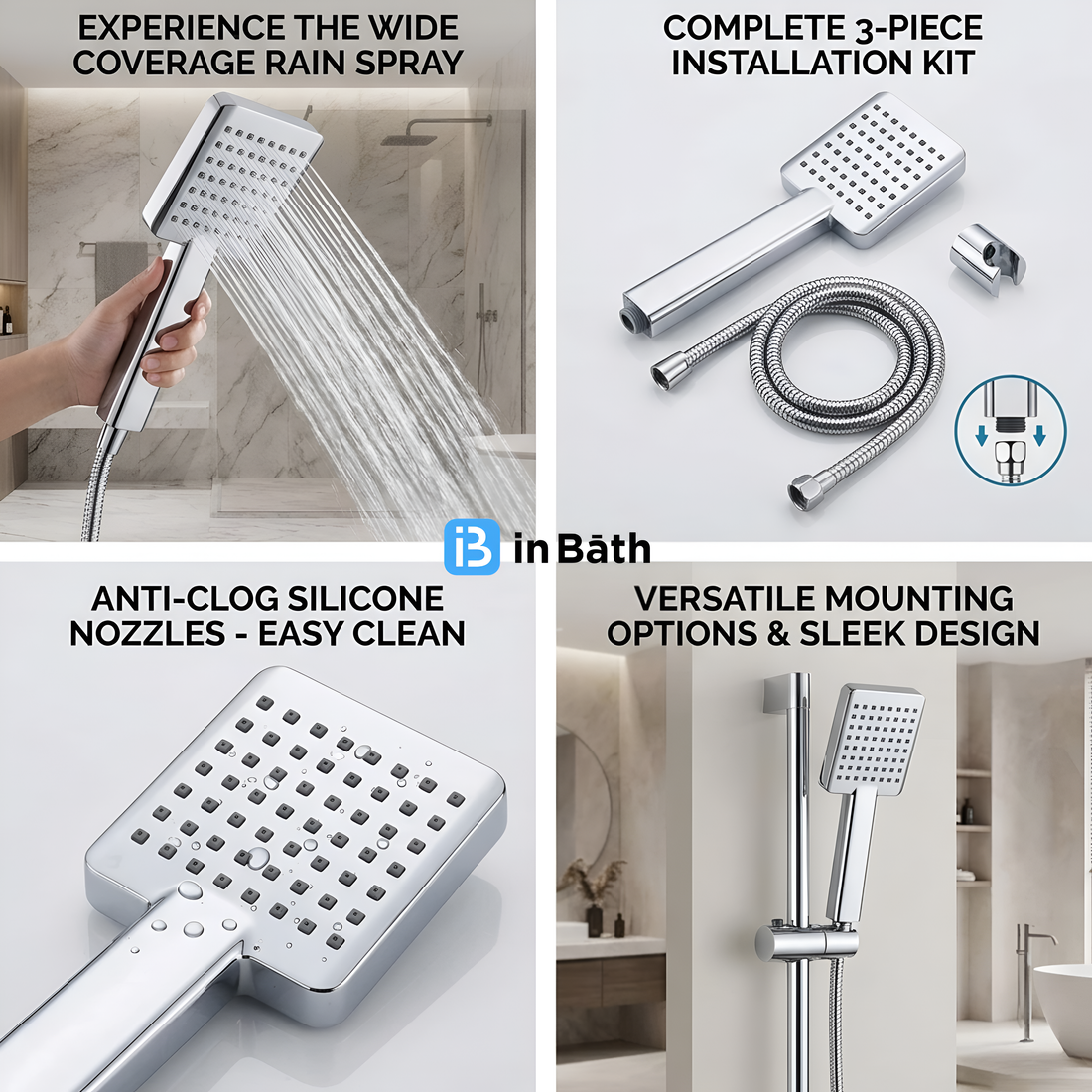 Sparkle Hand Shower with SS Flexible Pipe & Hook