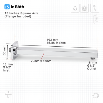 Square Shower Arm For Overhead shower