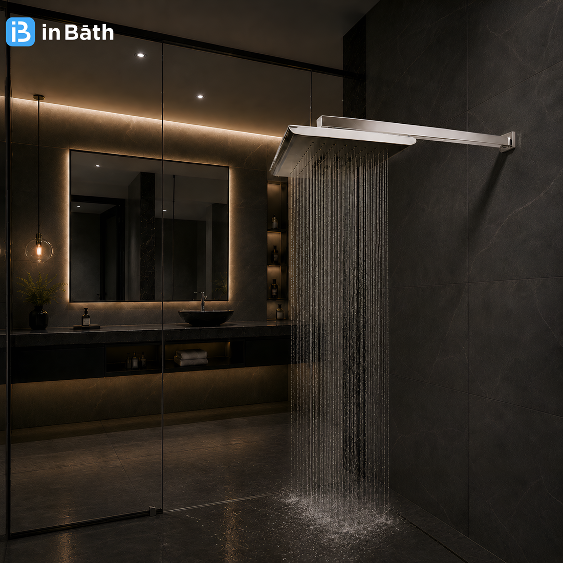Curv Rectangular Self Cleaning Overhead Shower Only