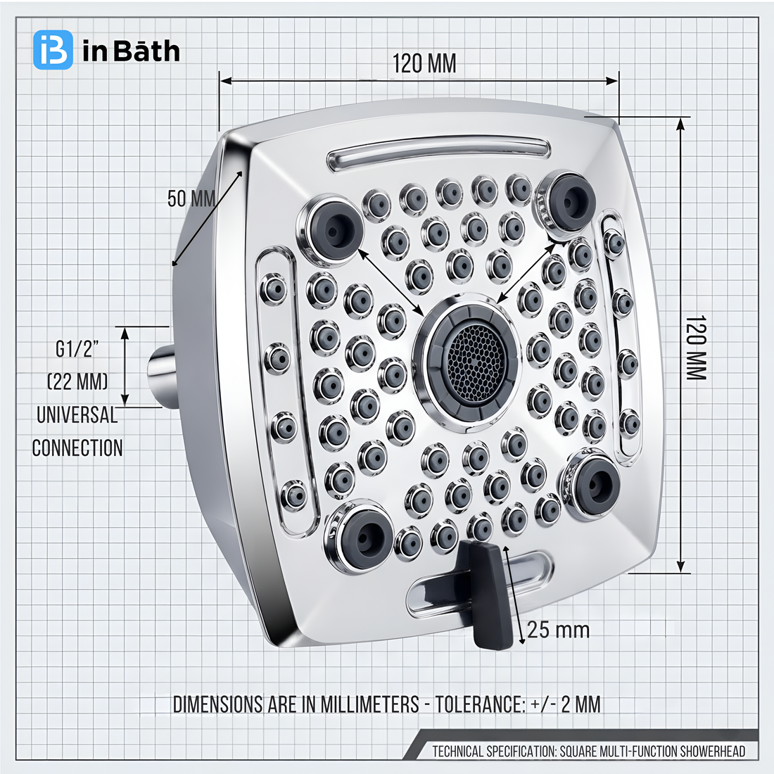 Elevate 5X5 Inches Multi function Shower