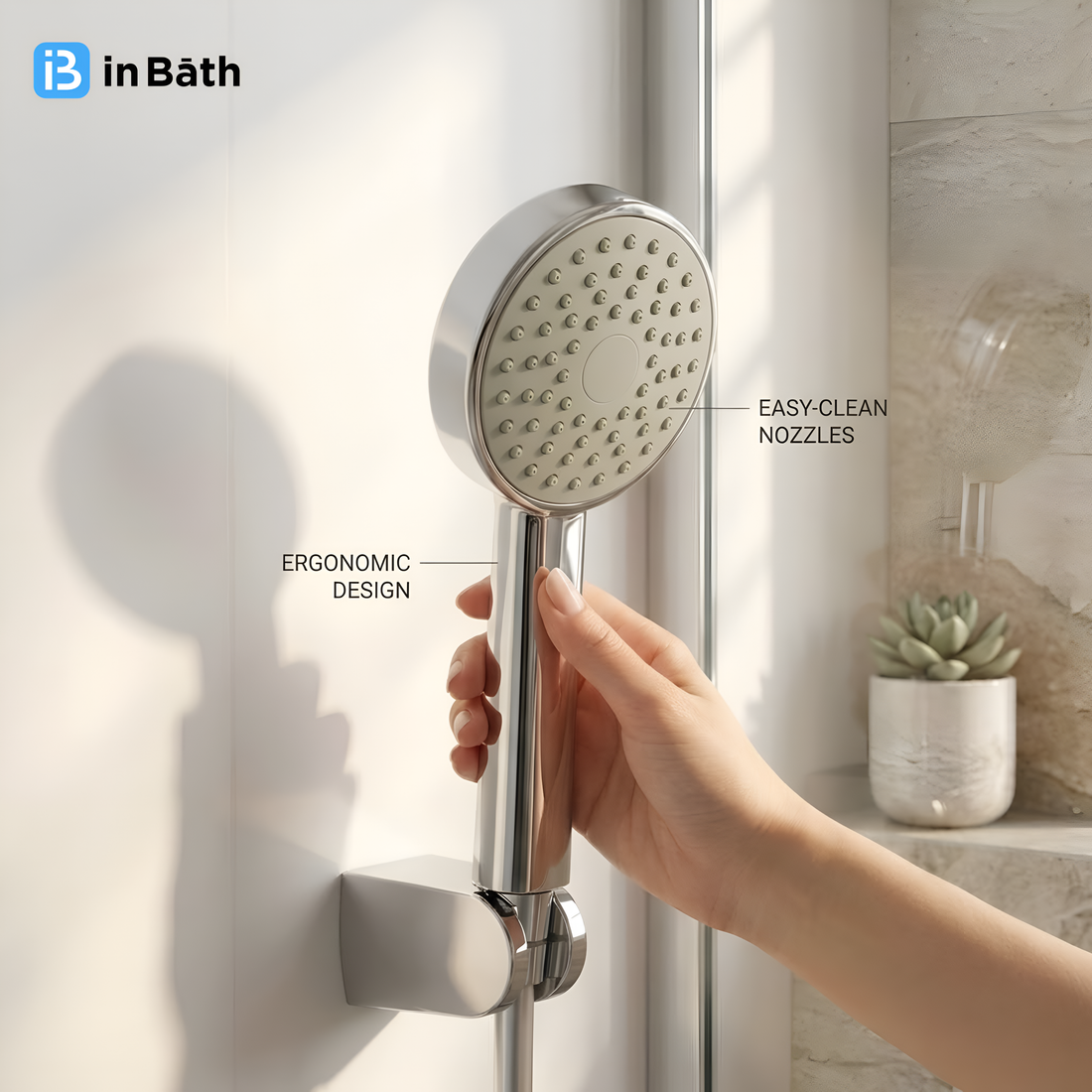 InBath Hand Shower With SS Flexible Pipe & Hook JQR