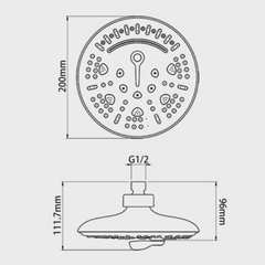InBath Elevate 8 Inches Round Multi Flow Overhead Shower For Bathroom| Chrome Finish