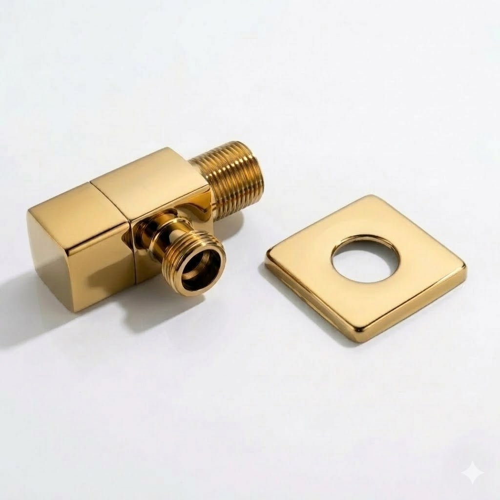 Square Angle Valve For Bathroom & Kitchen (Golden Finish)