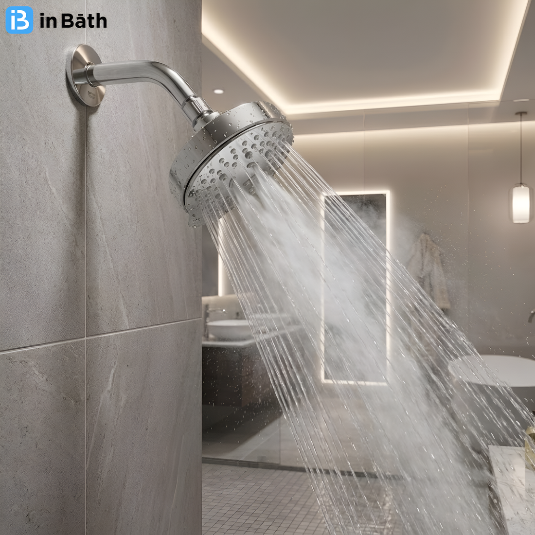 Presso 5 Inches Round Multi Flow Overhead Shower