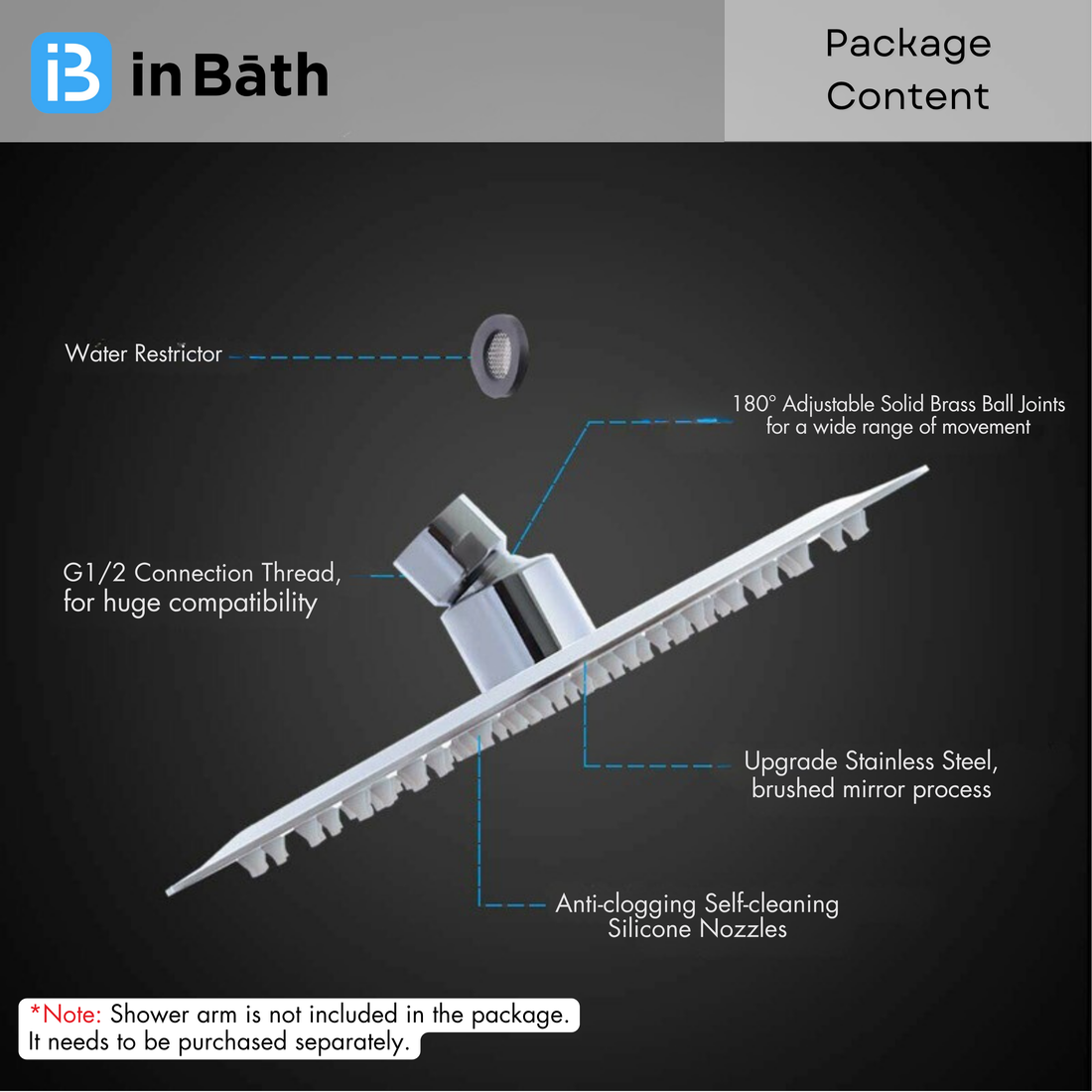 Heavy Ultra Slim Square Overhead Shower (SS 304 Grade)