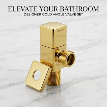 Square Angle Valve For Bathroom & Kitchen (Golden Finish)