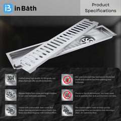 Elite Classic Shower Drain Channel with Collar (SS 304)