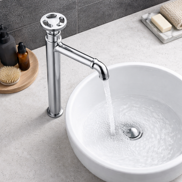 Wheel Extended Pillar Cock For Basin