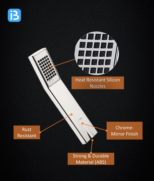 Sleek Hand Shower With SS Flexible Pipe & Hook