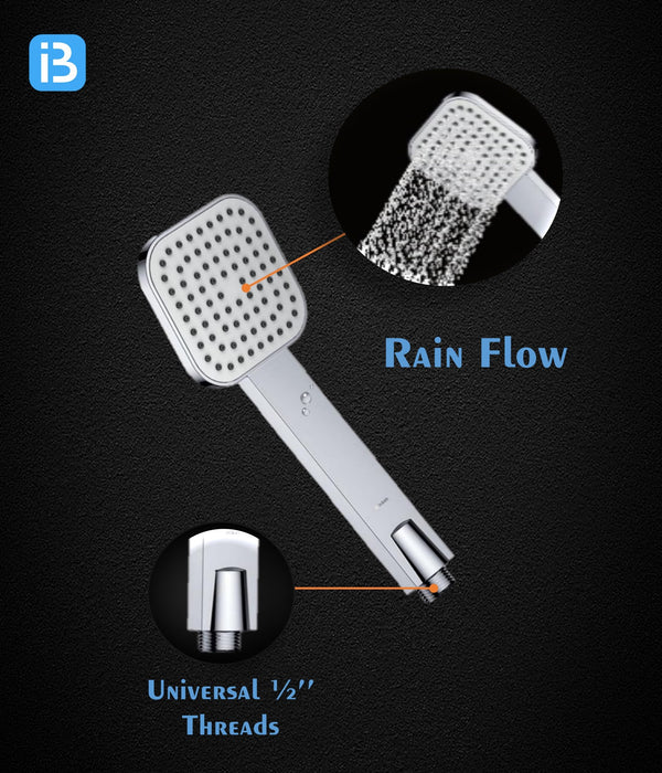 Square Hand Shower with SS Flexible Pipe & Hook