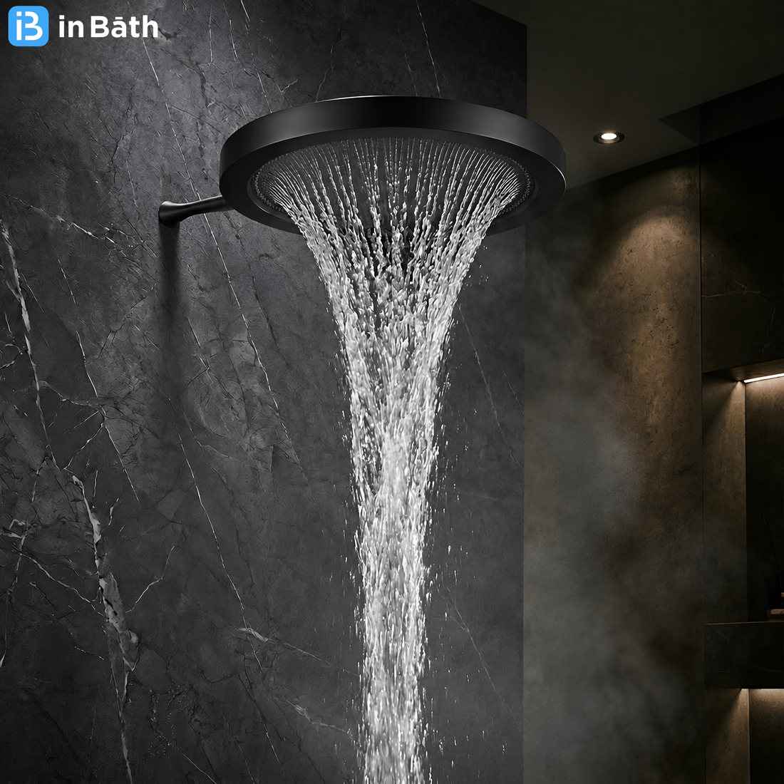 Aqua Ring 16 Inches Overhead Shower (Black)