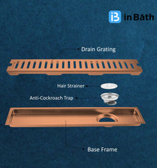 Rose Gold (PVD) Classic Shower Drain Channel (SS 304 Grade)