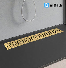 Gold (PVD) Wave Shower Drain Channel (SS 304 Grade)
