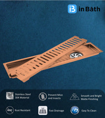 Rose Gold (PVD) Classic Shower Drain Channel (SS 304 Grade)