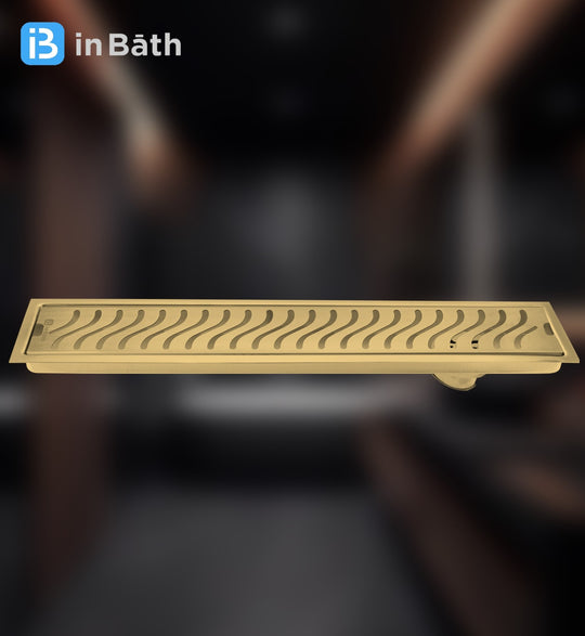 Gold (PVD) Wave Shower Drain Channel (SS 304 Grade)