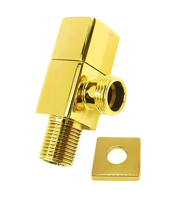 Square Angle Valve For Bathroom & Kitchen (Golden Finish)